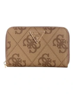 Guess Laurel Medium Zip Around Wallet in Brown