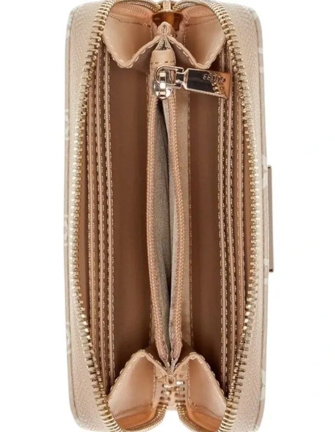 Guess Laurel Medium Zip Around Wallet in Brown