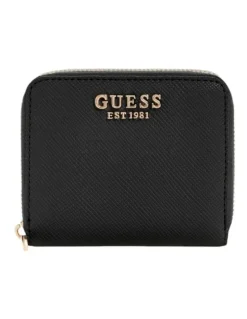 Guess Laurel Small Zip Around Wallet in Black