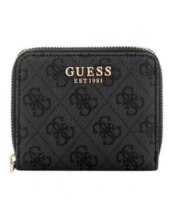 Guess Laurel Small Zip Around Wallet in Black