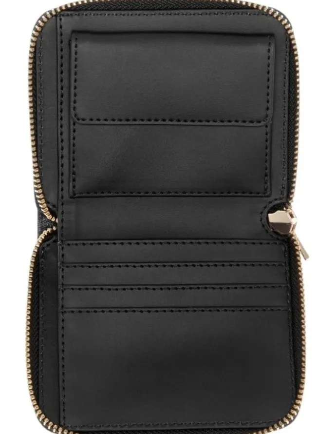 Guess Laurel Small Zip Around Wallet in Black