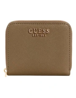 Guess Laurel Small Zip Around Wallet in Dark Taupe