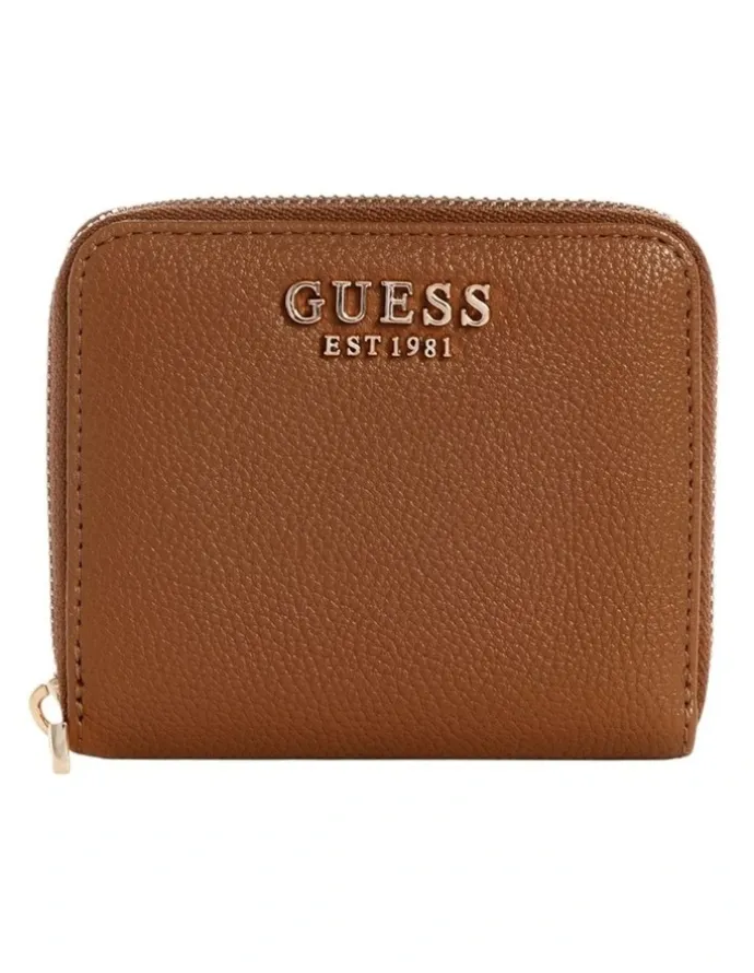 Guess Laurel Small Zip Wallet in Cognac