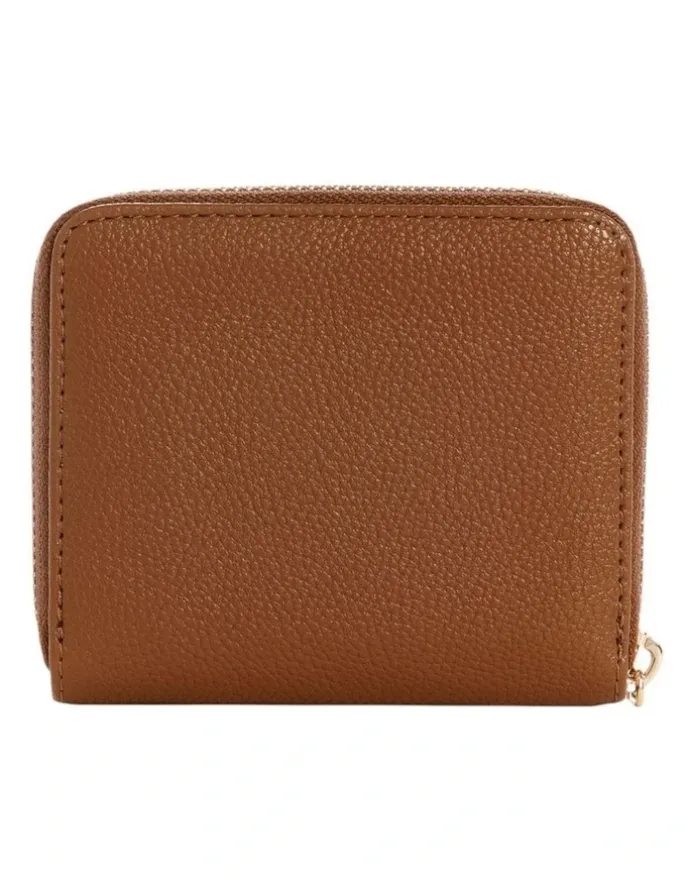 Guess Laurel Small Zip Wallet in Cognac