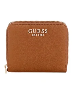 Guess Laurel Small Zip Wallet in Cognac