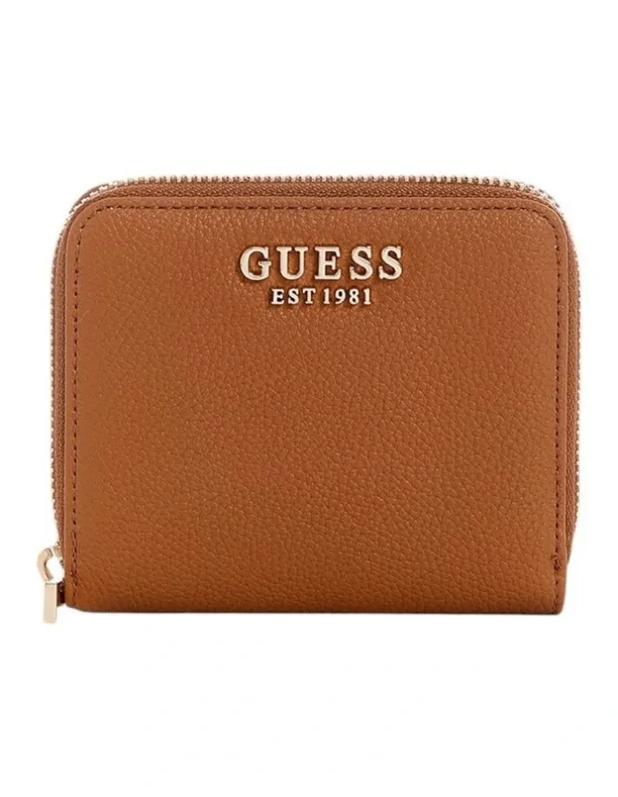 Guess Laurel Small Zip Wallet in Cognac