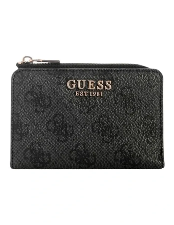 Guess Laurel Zip Around Card Case in Coal Logo