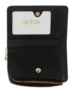 Guess Laurel Zip Around Card Case in Coal Logo