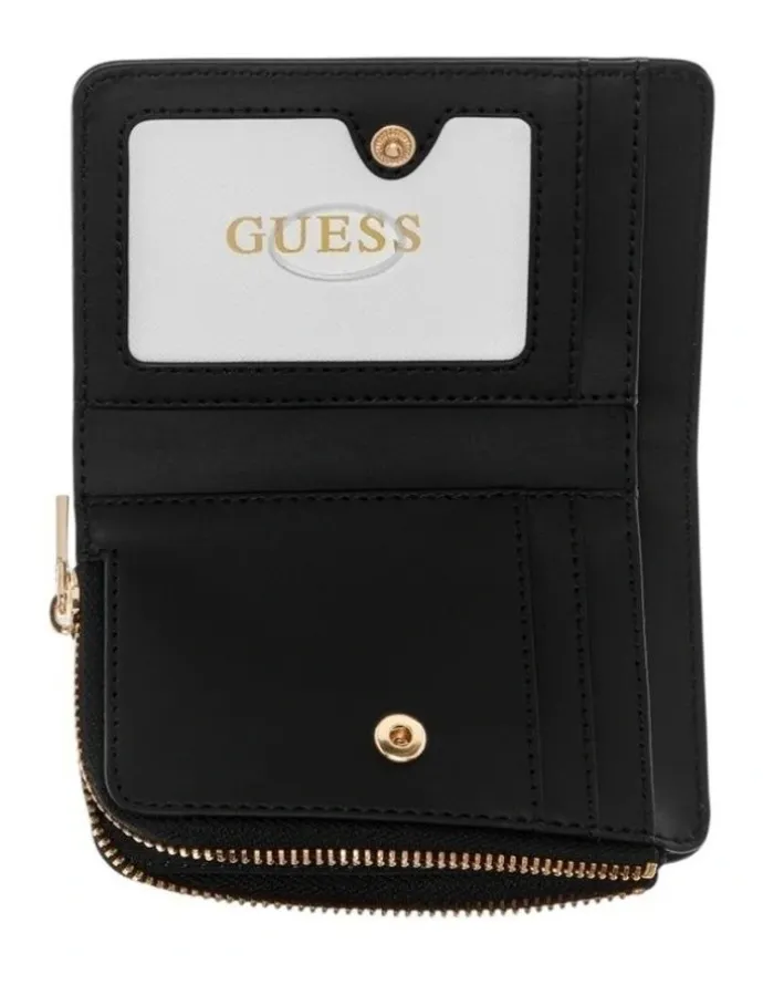 Guess Laurel Zip Around Card Case in Coal Logo