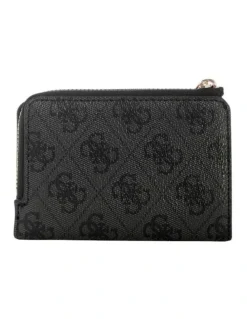 Guess Laurel Zip Around Card Case in Coal Logo