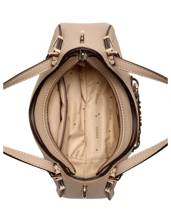 Guess Lefia Small Satchel Bag in Simply Taupe