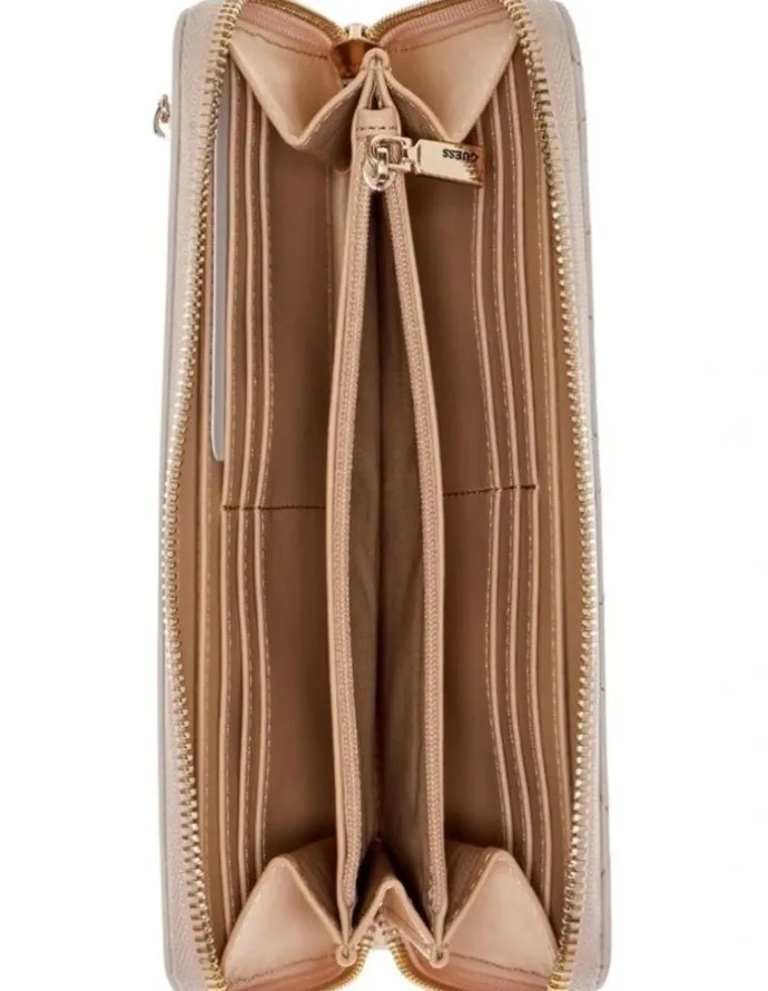 Guess Leona Large Zip-Around Wallet in Sage Logo