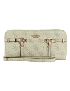 Guess Leona Large Zip-Around Wallet in Sage Logo