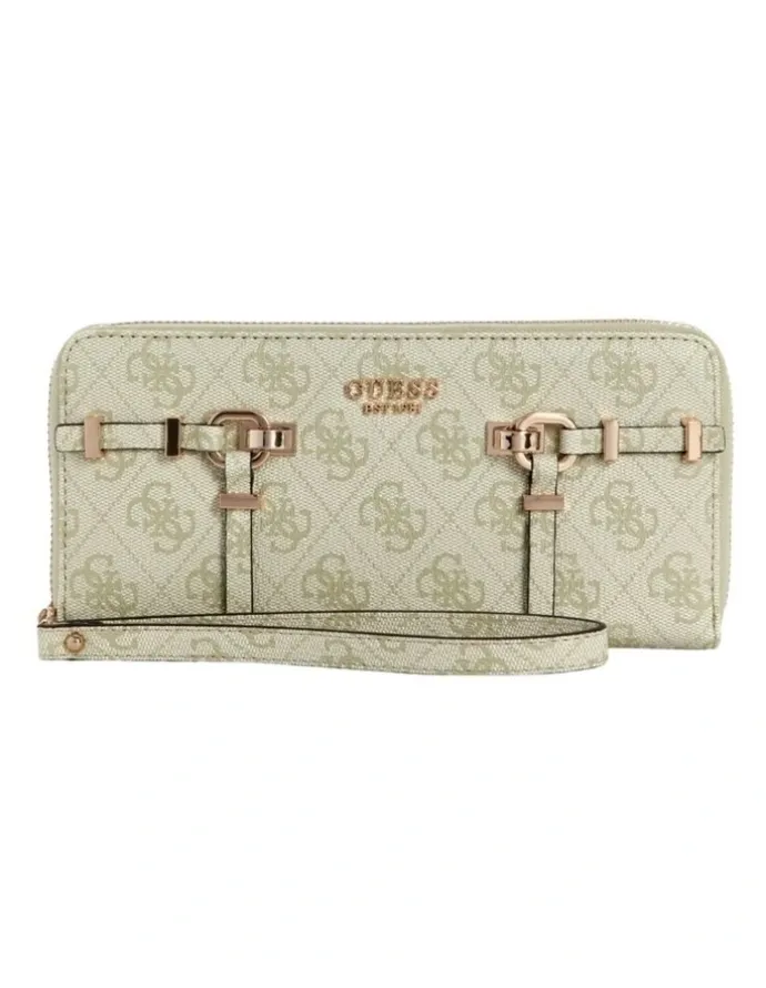 Guess Leona Large Zip-Around Wallet in Sage Logo
