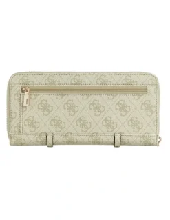Guess Leona Large Zip-Around Wallet in Sage Logo