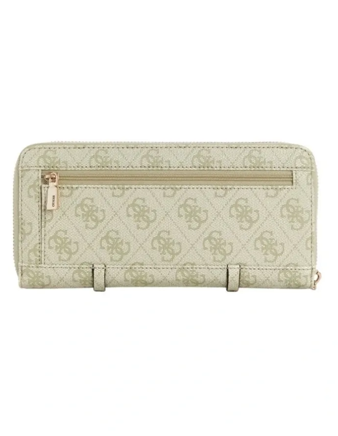 Guess Leona Large Zip-Around Wallet in Sage Logo