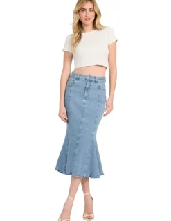 Guess Lia Denim Midi Skirt in Blue