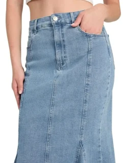 Guess Lia Denim Midi Skirt in Blue