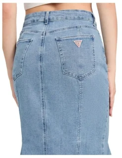 Guess Lia Denim Midi Skirt in Blue