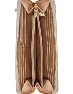 Guess Libby Large Zip Around Wallet in Dark Taupe