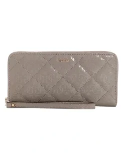 Guess Libby Large Zip Around Wallet in Dark Taupe