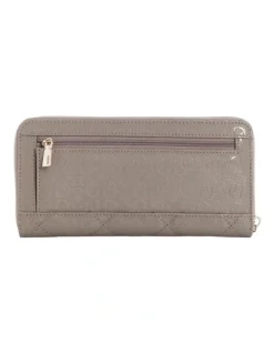 Guess Libby Large Zip Around Wallet in Dark Taupe