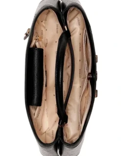 Guess Lindsey Satchel Bag in Coal Logo