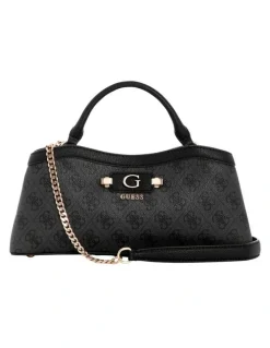 Guess Lindsey Satchel Bag in Coal Logo