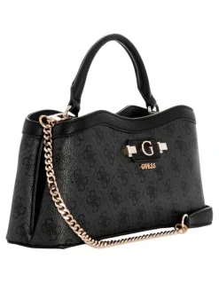 Guess Lindsey Satchel Bag in Coal Logo