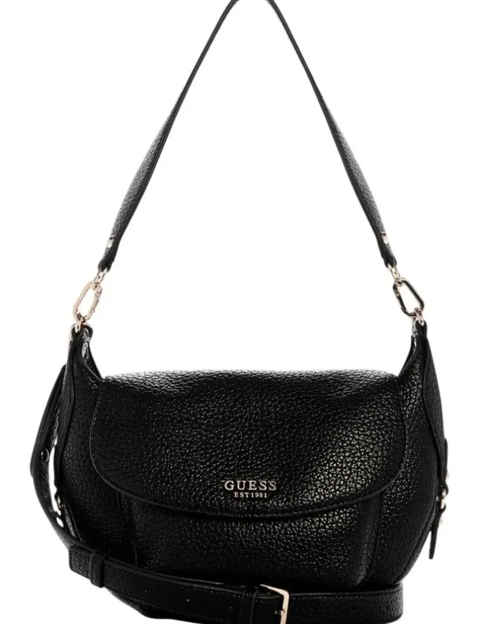 Guess Marsha Flap Shoulder Bag in Black