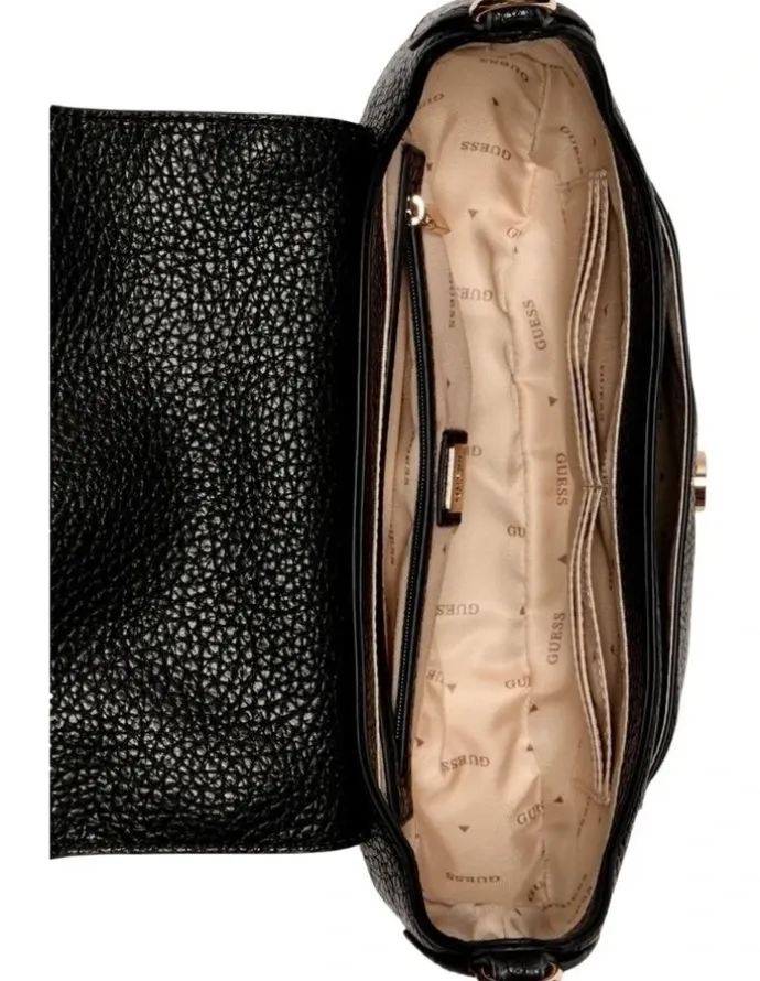Guess Marsha Flap Shoulder Bag in Black