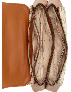 Guess Melinda Mini Crossbody Flap Bag in Latte Logo