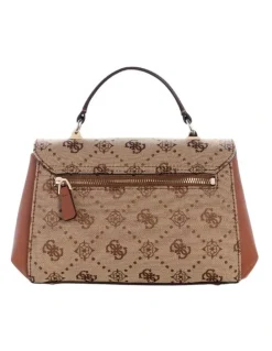 Guess Melinda Mini Crossbody Flap Bag in Latte Logo