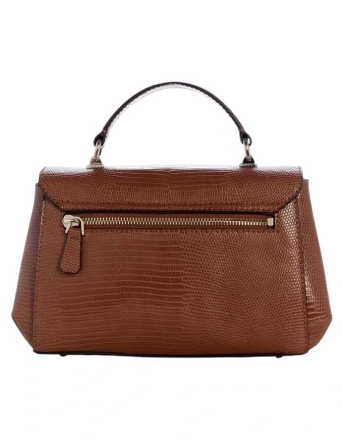 Guess Melinda Triple Compartment Satchel Bag in Brown
