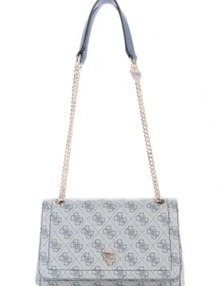 Guess Noelle Convertible Crossbody Flap Bag in Slate Logo