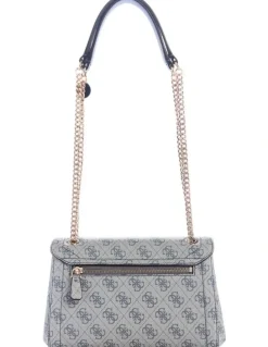 Guess Noelle Convertible Crossbody Flap Bag in Slate Logo