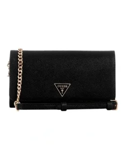 Guess Noelle Crossbody Flap Organiser Bag in Black