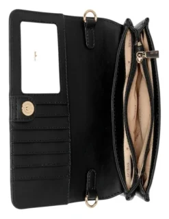 Guess Noelle Crossbody Flap Organiser Bag in Black