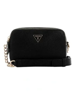 Guess Noelle Double Zip Camera Crossbody Bag in Black