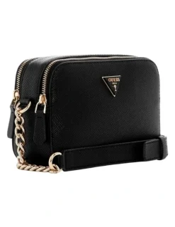 Guess Noelle Double Zip Camera Crossbody Bag in Black