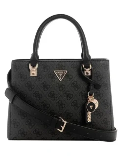 Guess Noelle II Small Satchel Bag in Coal Logo
