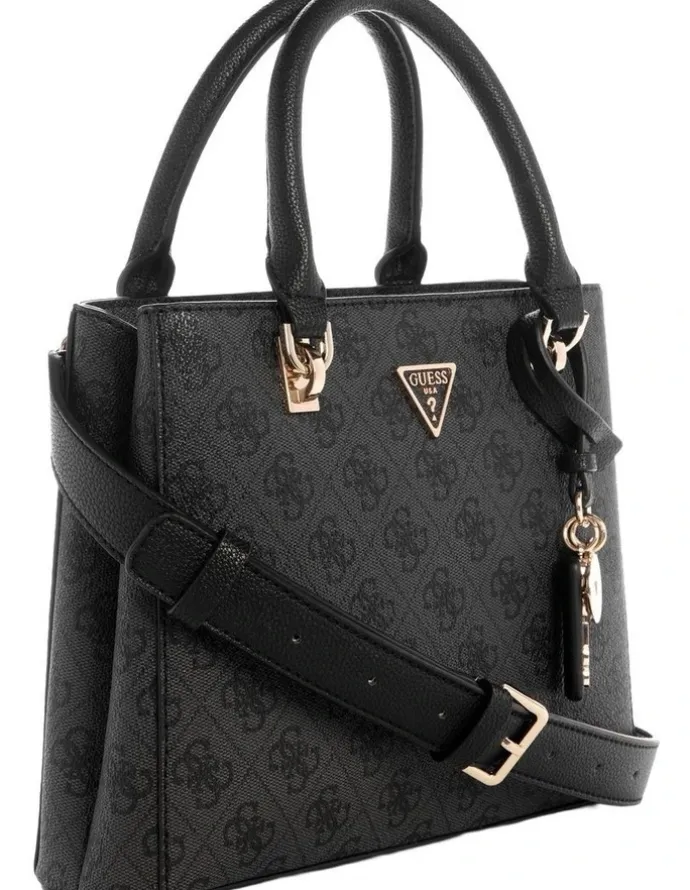 Guess Noelle II Small Satchel Bag in Coal Logo