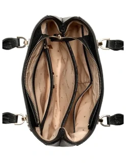 Guess Noelle II Small Satchel Bag in Coal Logo
