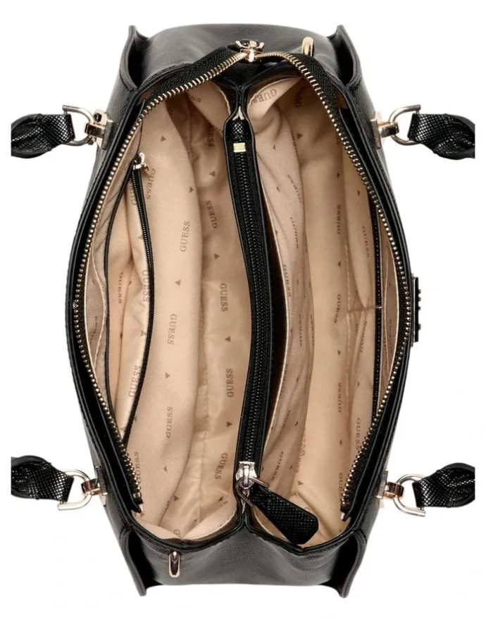 Guess Noelle Luxury Satchel Bag in Black
