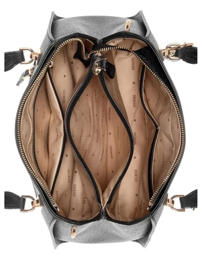 Guess Noelle Luxury Satchel Bag in Black Logo