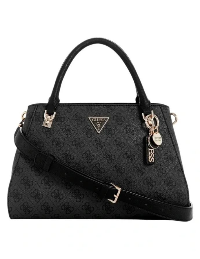 Guess Noelle Luxury Satchel Bag in Black Logo