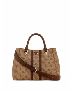 Guess Noreen Girlfriend Satchel Bag in Latte Logo/Brown