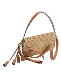Guess Ofelia Flap Shoulder Bag in Natural/Cognac