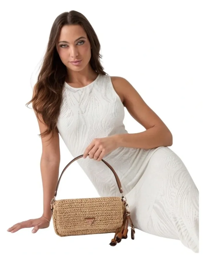 Guess Ofelia Flap Shoulder Bag in Natural/Cognac