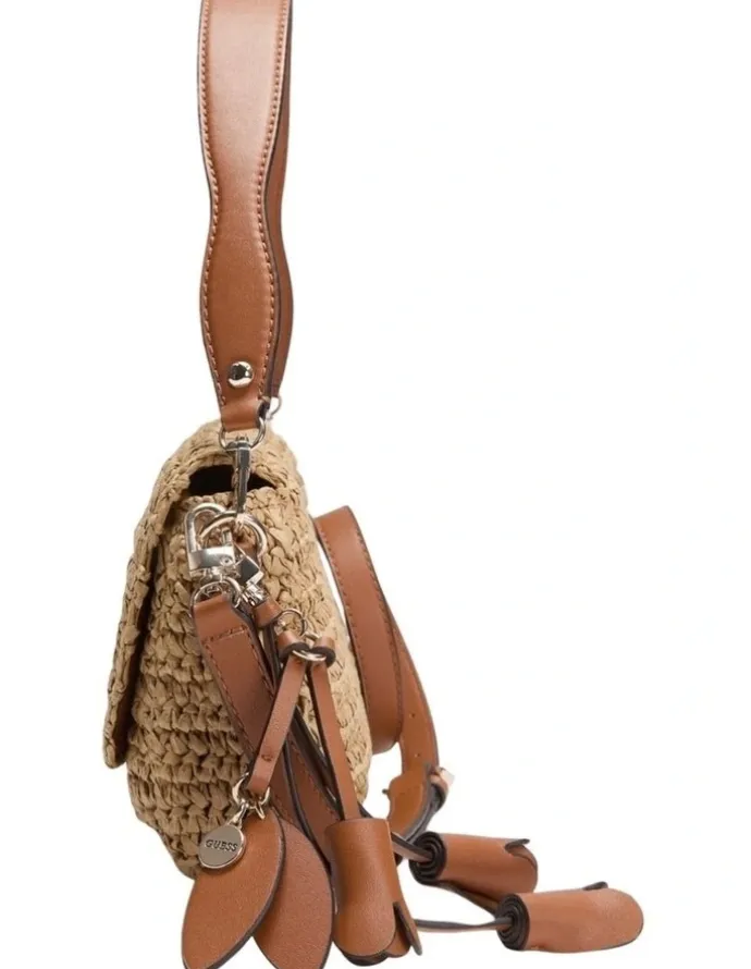 Guess Ofelia Flap Shoulder Bag in Natural/Cognac